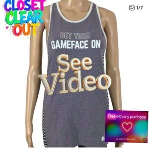 👛 2/$20 UNDER ARMOUR Heat Gear “Get Your Gameface On” Solid/Striped Long Tank
